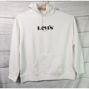 NWD Levi's Mens Modern Vintage Logo Hoodie Sweatshirt White XXL Kangaroo Pocket